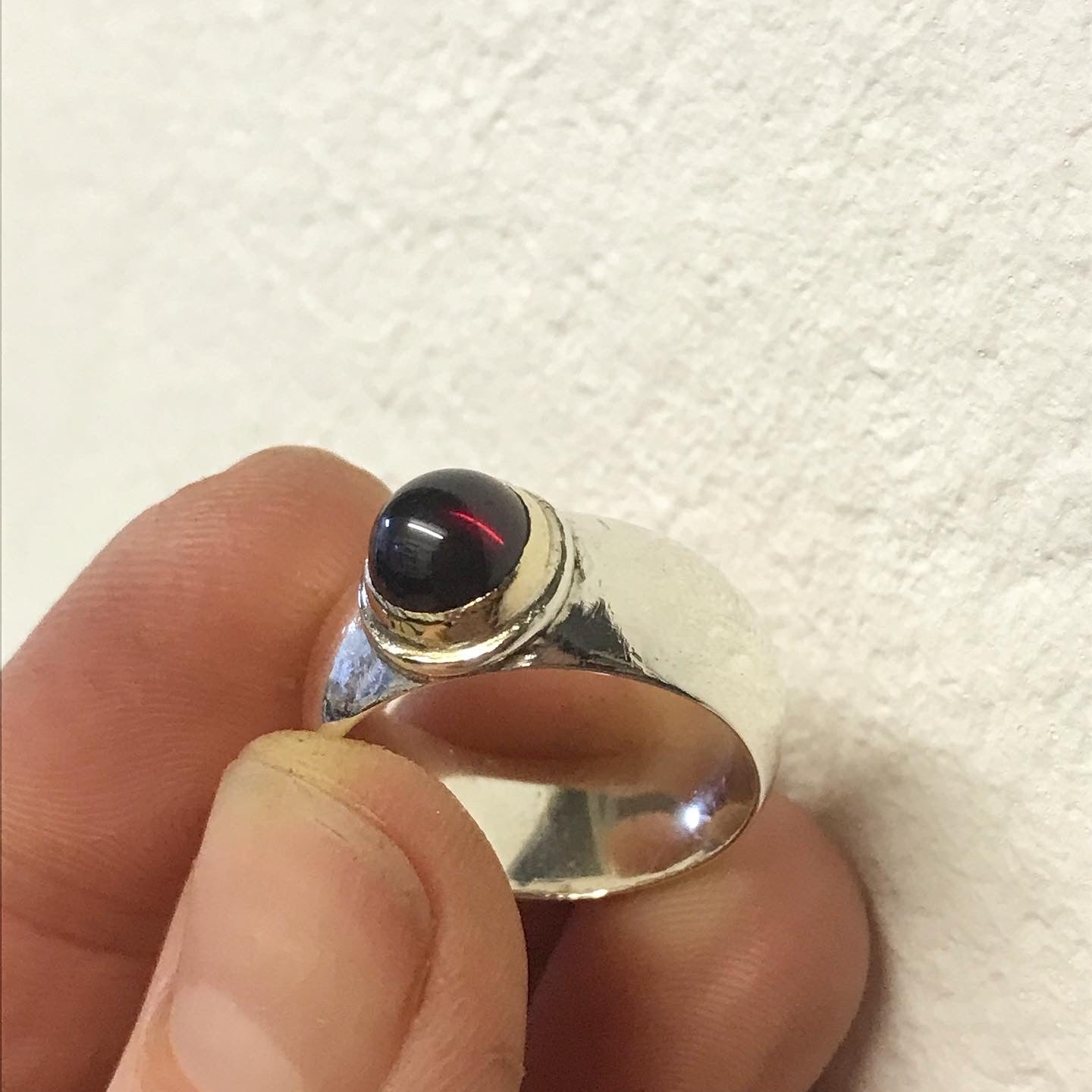 GARNET RING WITH GOLD BEZEL