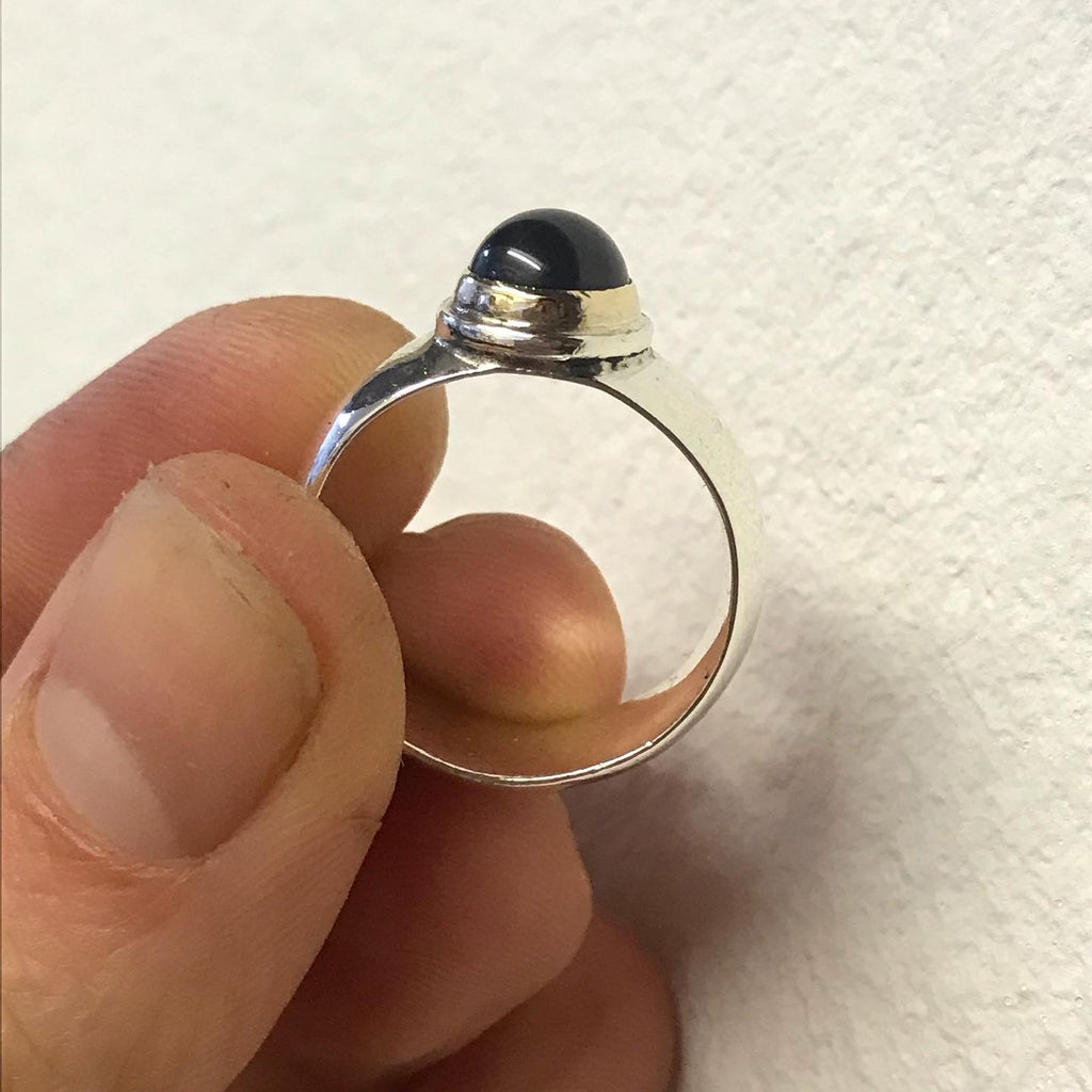GARNET RING WITH GOLD BEZEL