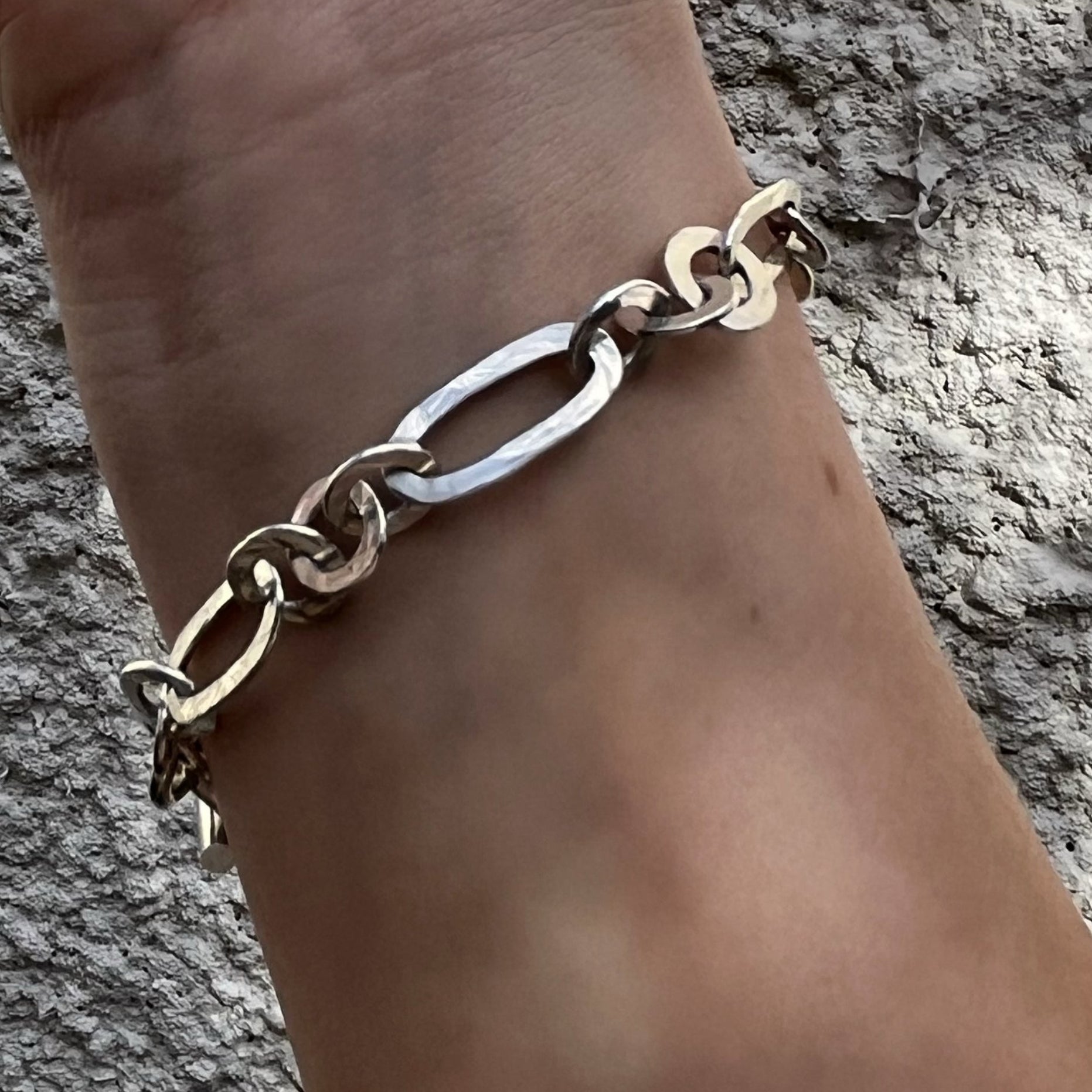 HAMMERED BRACELET / OVAL+CIRCLE LINKS