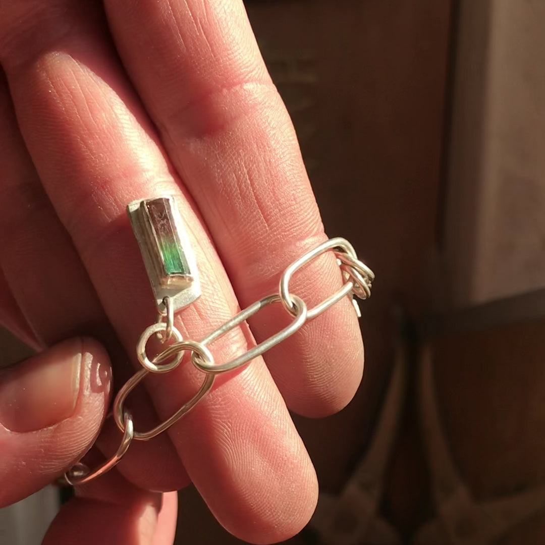 CHARM BRACELET WITH OPAL, TOURMALINE, RUBY & EMERALD
