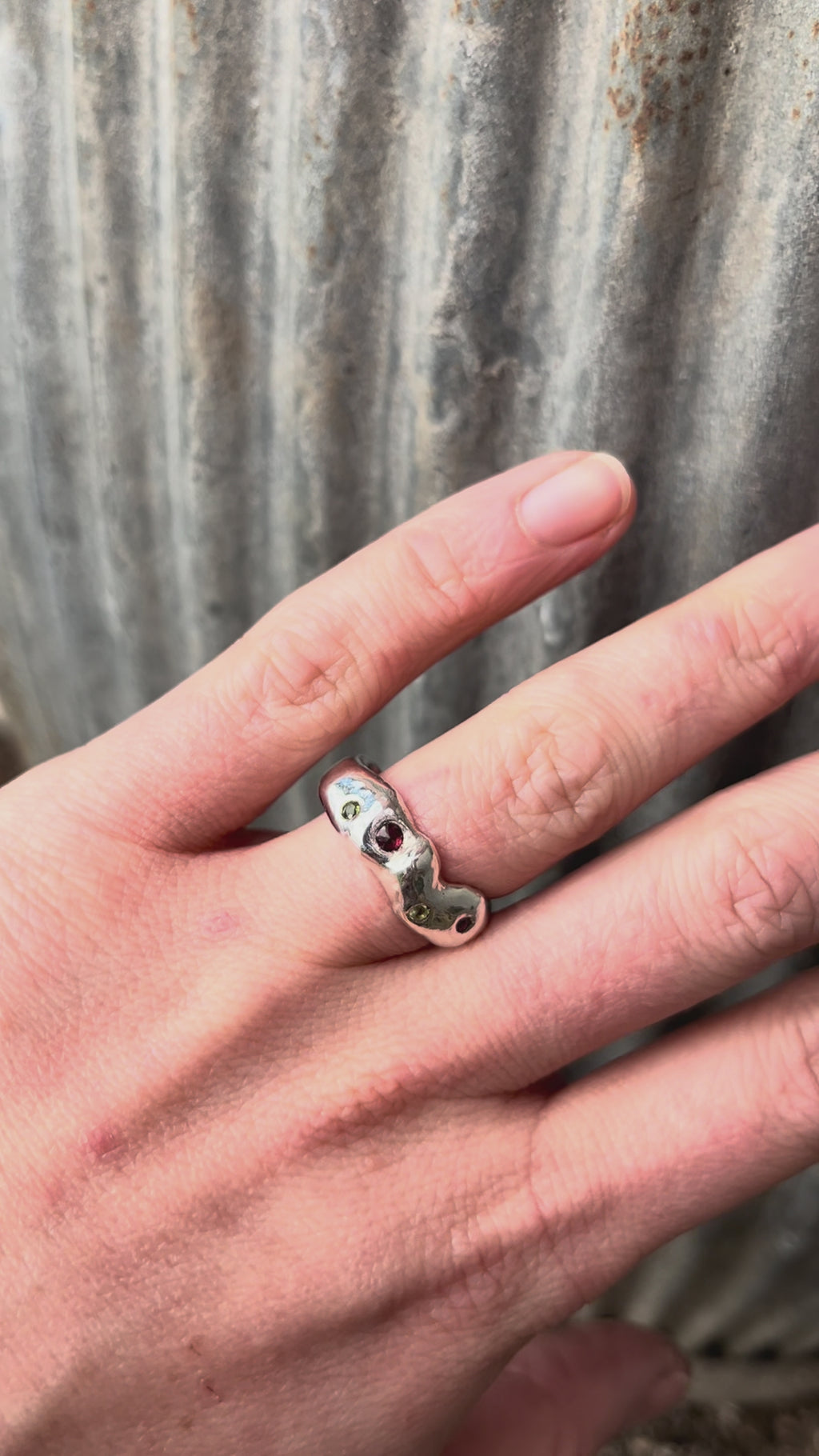 MOLTEN RING WITH GARNET AND TOURMALINE