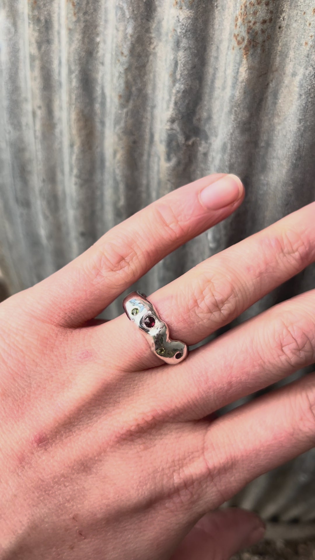 MOLTEN RING WITH GARNET AND TOURMALINE